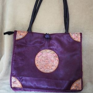 Unique Purple Asian-inspired Double Handle Tote